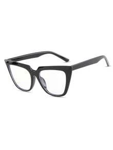 Visivana 1 Pair Women's Black Cat Eye PC Frame Glasses, Simple Solid Color Vintage Casual Non-Prescription - Black - View 5