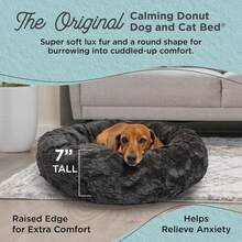 Best Friends By Sheri Original Calming Donut Dog And Cat Bed, Lux Faux Fur, Mink Dark Gray, (23in X 23in) - Anxiety Relief For Pets Up To 25 Lbs,24223619 - 紫羅蘭色 - 查看 2