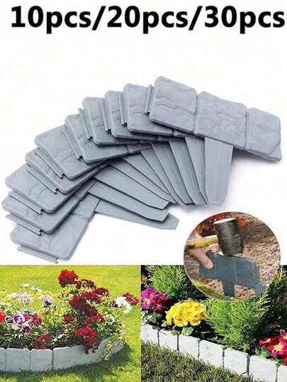 30 件装仿石围栏边框，适用于花园、花坛、草坪、庭院、露台装饰