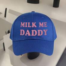 1pc "MILK ME DADDY" Adjustable Baseball Cap - Breathable Textile, Black With Pink Letters, Perfect For Hiking, Cycling, And Outdoor Parties, Holiday Gift Idea, Outdoor Accessories| Optimistic Design| Adjustable Size - trắng - Xem 8
