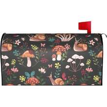 Mushroom Snails Butterfly Flower Pattern Magnetic Mailbox Cover Waterproof MailWraps Letter Box Cover For Garden Yard Outdoor Decor Large Size - 25.5 X 21 In,24286845 - 黑色 - 查看 1