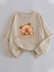 Girls' Two Pieces Casual Cute Cat Print Round Neck Sweatshirt And Heart Pattern Cuff Sweatpants, Pants, Autumn And Winter Clothes, Suitable For Shopping, Party, Sports, Travel, Party, School, Teenage Girls' Clothes, Girls' Clothes, Sports