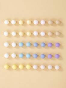Set de 20 de cercei stud minimalisti drăguți din rășină multicoloră, cadou pentru femei, potriviți pentru purtare zilnică și de sărbători - Multicolor - Vizualizare 1