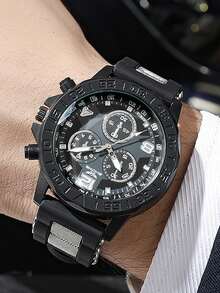 1 件时尚奢华混合水钻标记表盘硅胶石英表，适合日常搭配、生日、女士礼物、周年纪念、年终促销、光棍节、万圣节促销和其他节日礼物，无礼盒 - 黑色 - 查看 5