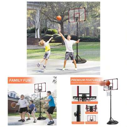 Portable Basketball Hoop System Stand Height Adjustable. 5ft - 9.2ft With 32 Inch Backboard And Wheels Youth Adults Indoor Outdoor Basketball Goal