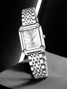 JasonRolls 5pcs Set, Women's Watch, Fashionable Luxury Silver & Gold Stainless Steel Band Business Watch, Alloy Material, Alloy Bracelet Set, Daily Wear Matching, Watch & Bracelet Set, Gift For Women - Silver - View 3