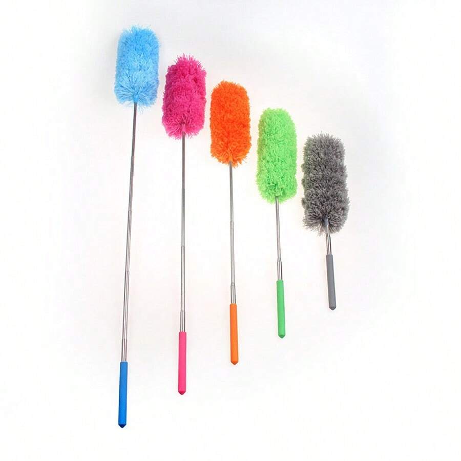Telescopic Dusting Brush For Home Use, Flexible Mini Fiber Duster, Chicken Feather Duster - Multicolor - View 1