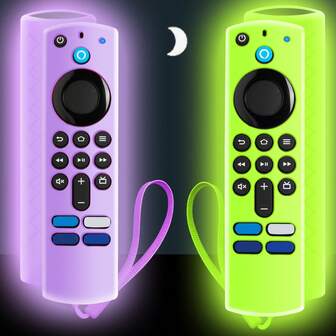 2 fundas de silicona compatibles con el control remoto de Fire Stick. Funda protectora de repuesto compatible con el control remoto de Alexa Fire TV 4K. Funda protectora compatible con el control remoto de Fire Stick. Antideslizante. Brilla en verde oscuro.
