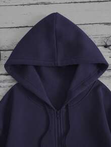 Mujer005 Sudadera con capucha con cremallera del Día de los Muertos  invierno sudadera de manga larga cómoda suave Sudadera de capucha azul oscuro con estampado de "princess" y dos coronas, perfecta para un estilo casual atemporal - Azul - Ver 4