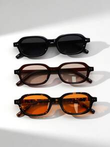 1 Pair Women's Oval Retro Small Frame Thick Rivet Versatile Street Style Fashion Fashion Glasses, Suitable For Parties, Gatherings, And Runway