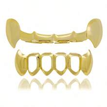 1 Set Fashion Women's Hip Hop Rhinestone Hollow Heart & Hollow 6-Tooth Grill Teeth Grillz, Carnival Party Accessory, Christmas Couples Gift Unisex - Multicolor - View 8