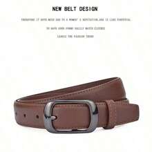 1pc Women's Metal Small Square Buckle PU Leather Belt,Simple & Fashionable, Suitable For Jeans, Trousers, Coats, Dresses, Etc. Summer, School Fall, Autumn, Halloween - 方形扣皮帶 - 查看 9
