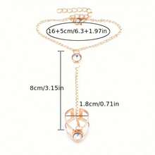 Women's Punk Ring-Chain Bracelet - Metal With Stones |   Edgy Hip-Hop Style (Daily/Party, Year-Round) - Vàng - Xem 4