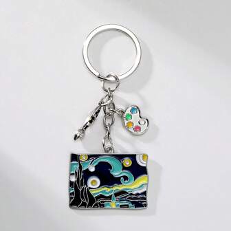 Llavero de la Noche Estrellada de Van Gogh, llavero de aleación artística para hombres y mujeres, regalo único de pintura para artistas, recuerdo creativo de museo, encantos de bolso, ideas de regalo para coche, maestro, amigo, hermana