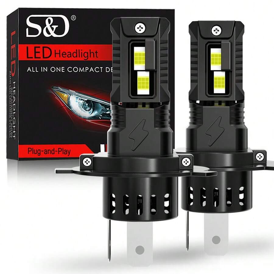 S&D H4 Led Lights 30000LM 70W Headlight Bulbs Canbus NO Error Auto Turbo Light Fog Lights Plug Play 6000K 12V