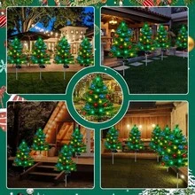 8 Pieces Of Solar-Powered Christmas Tree Lights - Waterproof IP45, Suitable For Outdoor Lawns - Solar Outdoor Lights, Holiday Decorations, Outdoor Courtyards, Gardens, Lawns, Pathway Lights, Ambient Lights, Christmas Courtyard Decorative Lights