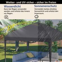 Pavilion 3x3m Pop-Up, High-Rise Faltpavillon Gartenpavillon Mit 4 Sandsäcke & Tragetasche (Schwarz) - Black - View 3