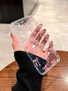 1pc Rhinestone Butterfly Decor Thick Shockproof Painted Phone Case With Handmade Beaded Bracelet, Compatible With IPhone 17, Galaxy, Redmi