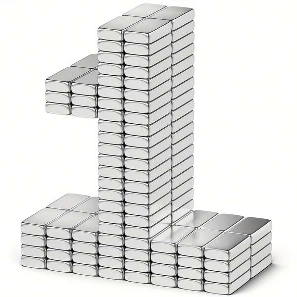10/30/100 Silver Rectangular Magnets, Small Rectangular Rounded Corner Bar Magnets, Strong Tensile Force Suitable For Refrigerators, Doors, Cabinets, Whiteboards, Blackboards, Nails, Metal Surfaces - Ideal Choice For Homes, Offices, And Scientific Experiments - Durable And (Compatible With Magnetic Boards And Blackboards)
