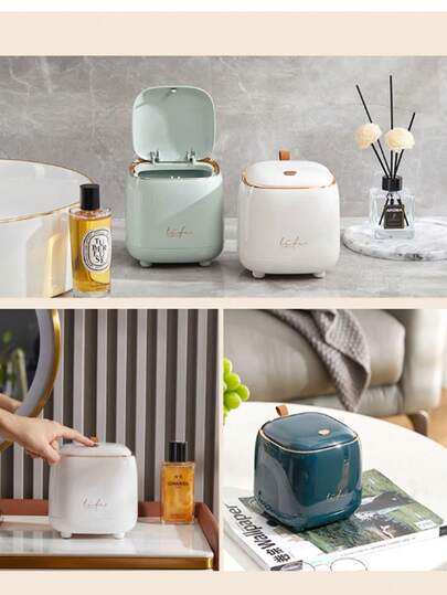 1 Desktop Trash Can, Press Type Mini Trash Can, Suitable For Desktop Accessories Such As Kitchen, Bathroom, Bedroom, Office Desk, Home Decoration, Room Decoration, Storage And Cleaning Supplies
