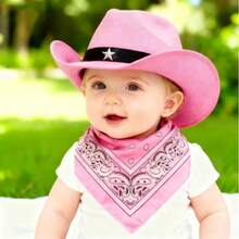 Babykostüm im Western-Cowboy-Stil - stilvoller brauner Ledercowboyhut + retrobedrucktes Lätzchen, süßer Kinderfotorequisit, unisex für Baby Jungen und -mädchen, Neugeborenen-Modeoutfit, -tauglich, Baby-Shower/Geburtstags-Geschenk, Baby-Fotorequisit