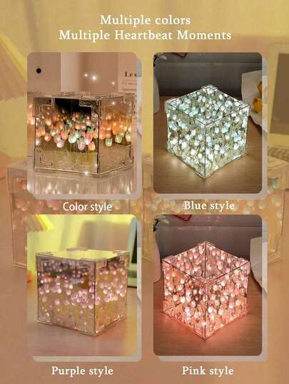 1pc DIY Tulip Mirror Night Light, For Room And Bedroom Decoration - Small Desk Ornaments And Atmosphere Lights - Perfect Mother's Day Or Birthday Gift, Simulated Flowers, Bedroom Sleeping Lights(21 Flowers)