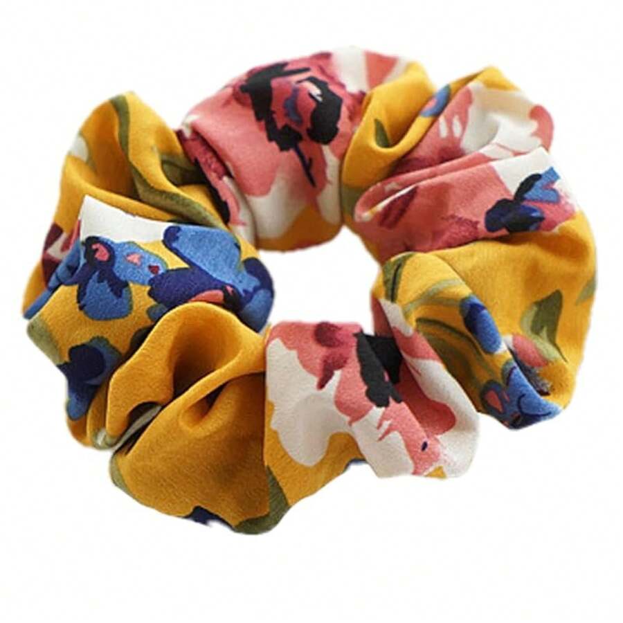 Korean Style Pearl Scrunchies - Fashion Floral Fabric Hair Ties Women - Korean Flower Accessoriesvalentine's Day RFC0 - 86-薑黃 - 查看 1