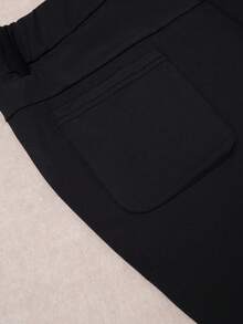 HOMEYEE Quần tây nữ cỡ lớn kiểu retro thanh lịch, dáng ôm, thích hợp cho công sở, mùa xuân, màu đen. - màu đen - Xem 5