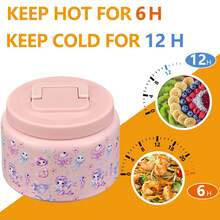 3D Pattern 8OZ Thermal Lunch Box, Mini Insulated Stew Cup, Convenient Thermal Bottle, Double Layer 304 Stainless Steel Soup Bowl, Leak-Proof Sealed Storage Container, Thermal Insulation Food Bottle, Wide Mouth Soup Bowl, Gift Idea - Multicolor - View 5