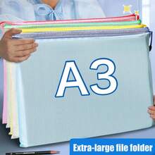 5/10pcs Super Large Grid Waterproof Zipper File Bags - A3/A4/B4/A5/B5/B6 Transparent, Durable Student And Professional Document Organizers, Ideal For Paper And Test Storage - Multicolor - View 1