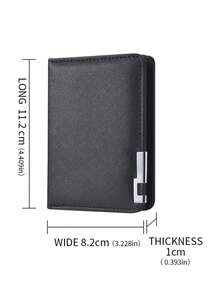 1pc Customized Men's Short Wallet, Can Be Customized With Name/Text/Short Leather Wallet With Metal Edge, Cross-Grain Men's Multi-Card Wallet, Personalized Men's Wallet, PU Minimalist Multi-Slot Wallet, Customized Men's Wallet, PU Faux Leather Wallet, Made Of PU Material, Hot Stamping Craft, Personalized Gift, Personalized Gift For Brother, Father, Boyfriend, Suitable For Anniversary, Gift For Men - 彩色 - 查看 12