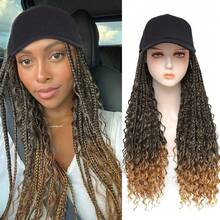 Goddess Box Braids Baseball Cap Wig Bohemian Curly Ends Box Braiding Hat With Crochet Hair Extensions For Women Synthetic Braids Hat Wig With Hair Attached