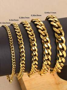 1pc Stainless Steel Cuban Link Chain Bracelet, Men's Hip Hop Accessory, Cool Fashion Couples Jewelry, Father's Day, Christmas, Thanksgiving, Birthday, Holiday Gift Valentine's Day - 手鐲 - 查看 7