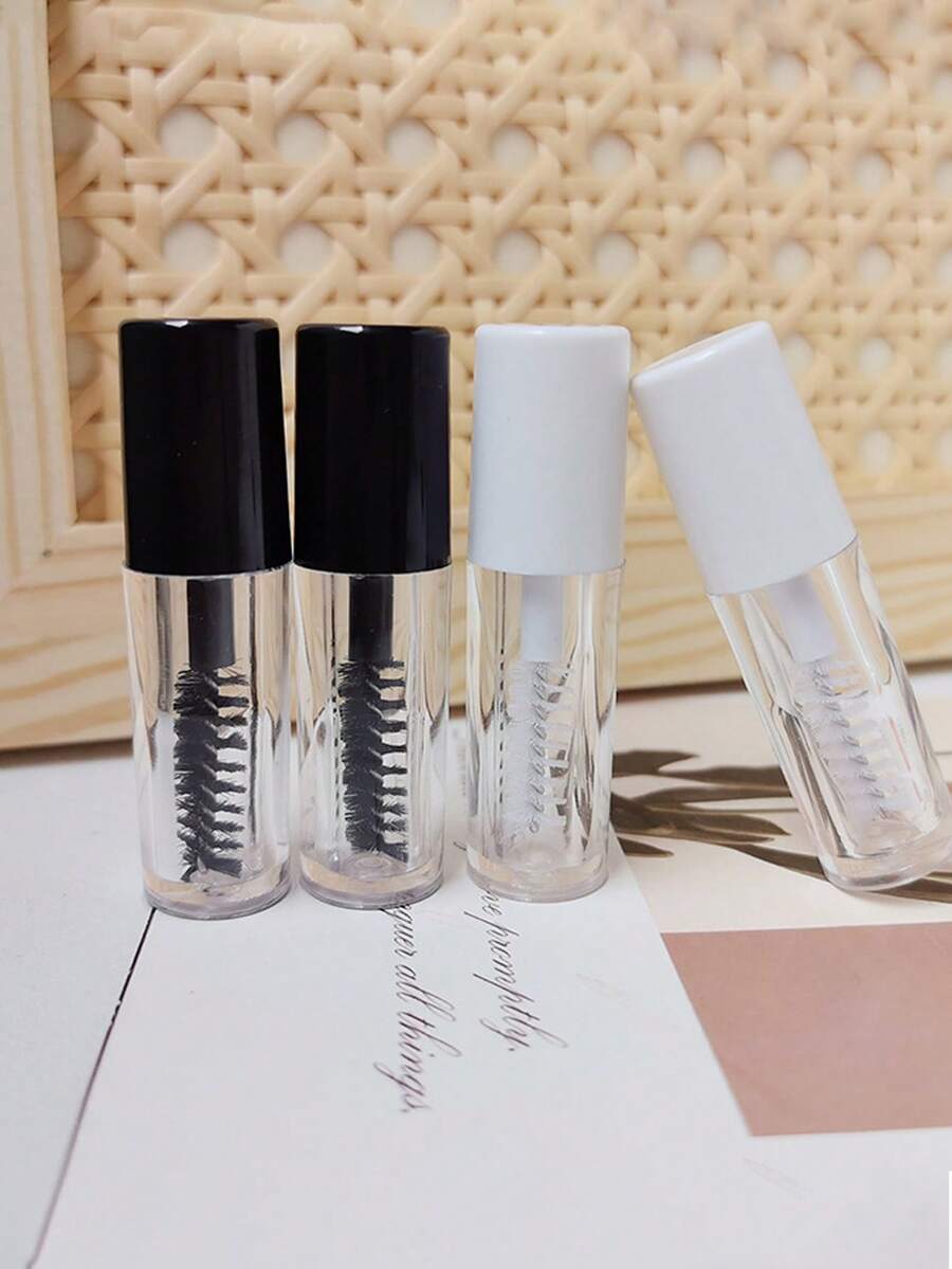8 pezzi inclusi 4 tappi neri + 4 tappi bianchi, bottiglie ricaricabili per mascara, mini contenitori da 3ml per primer da mascara portatile, barattoli per campioni cosmetici