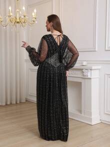 JINLICX Beaded Embroidery Gown Elegant Choice For Weddings Galas & Parties - Black - View 3