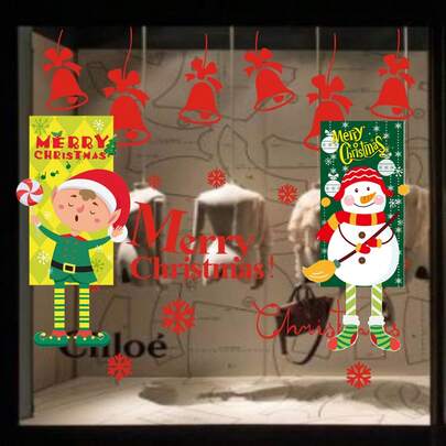 Christmas Decoration Hanging Flag Fabric Door Hanging Santa Claus Snowman Elf Restaurant Wall Fabric Hanging Cloth, Christmas Decorations