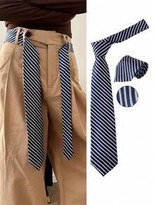 1 件女士时尚街头风格条纹休闲腰带（6 厘米），英国学院风条纹针织领带，派对服装配饰，衬衫装饰，创意空间桌面装饰，生日惊喜，圣诞节，万圣节礼物，适合送给家人和朋友