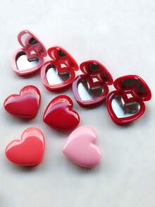 1pc Heart-Shaped Lipstick Case With Mirror, Refillable Makeup Palette For Lipstick, Eyeshadow, Suitable As Valentine's Day Gift For Teenagers, Girls Or Ladies