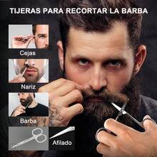 Kit de Cuidado de Barba de 16 Piezas para Hombres - Incluye Navaja, Cepillo, Tijeras y Peines - Metal, Ideal como Regalo - Multicolor - Ver 5