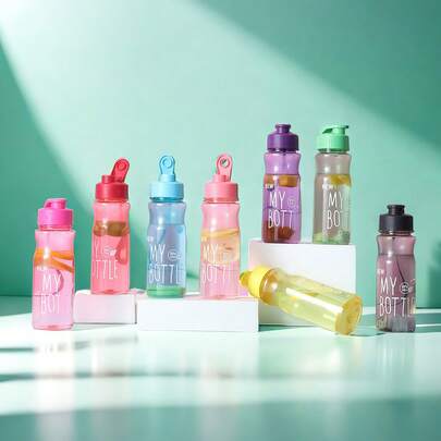 زجاجة مياه رياضية محمولة بسيطة سعة 17 أونصة، كوب بلاستيكي، كوب سيارة عصري وإبداعي