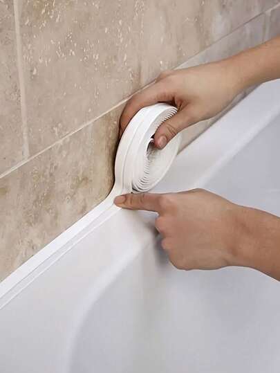 1 Roll Of Caulk Tape, Waterproof & Mildew-Resistant Bathroom Caulk Strip, Self-Adhesive Sealant Tape For Kitchen, Bathroom, Sink, Tub, Shower, Toilet, Floor And Wall, Stickers, Wall Decal, Vinyl Decal For Home Decorations