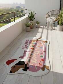 1pc Christmas Dog Asymmetrical Decorative Carpet, Christmas Snowflake Bedroom Decor, Small Rug, Carpet, Home Decor, Living Room Carpet, Small Living Room Rug, Bedroom Carpet, Living Room Home Decor, Outdoor Rug, Washable Plush Carpet, Thick Carpet, Fluffy Carpet, Autumn/Winter Carpet - Multicolor - View 4