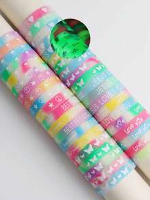 10/20pcs/Pack Sports & Casual Heart/Character/Butterfly/Skull Print Silicon Elastic Bracelet For Men, Women, Daily Wear, Festival Party And Gift Accessory - Silicone Bracelet - View 14