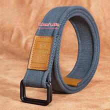 حزام كانفاس يناسب الجنسين، رسمي وكاجوال، إبزيم ذو حلقتين، حزام بنطلون منسوج، مناسب للجينز - لون عشوائي - مشاهدة 2