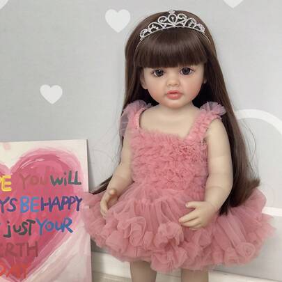 1pc 55cm Acrylic Eye Exquisite Simulation Toy 22inch Washable Realistic Reborn Doll DIY Hairstyle Companion Dolls Holiday Surprise Gift