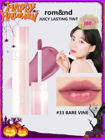 Rom&nd Tinte Duradero Jugoso 33 Bare Vine, 5.5g / 0.2 Oz, Pintalabios Líquido Romand, Brillo de Labios, Acabado Jugoso y Brillante, de Larga Duración, MLBB, Hidratante, Muy Pigmentado, Maquillaje Natural y Claro, Tinte de Labios Diario, Belleza Coreana, REGALO