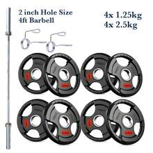Shark Power Gear Tri Grip Weight Plates (Pair & Sets) – Compatible With 2 Inch Barbell (4ft / 5ft / 6ft / 7ft) – Full Home Gym Strength Kit - A - Ver 22