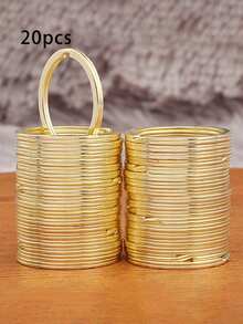 10Pcs Polished Silver Keyring Stainless Steel Hole Flat Key Ring Key Chain Rhodium Plated Round Split Keychain DIY Wholesale Christmas Gift Ideas - Gold - View 11