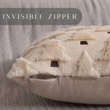 Fundas de cojín navideñas de pelo sintético esponjoso - Juego de 2 (45 x 45 cm) - Cojines decorativos de árbol de Navidad para sofá y salón - Decoración navideña de invierno en beige - Beis - Ver 2