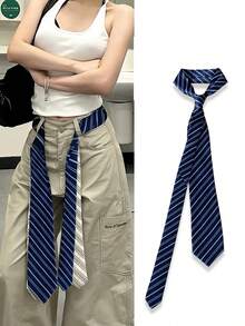 1 件女士时尚街头风格条纹休闲腰带（6 厘米），英国学院风条纹针织领带，派对服装配饰，衬衫装饰，创意空间桌面装饰，生日惊喜，圣诞节，万圣节礼物，适合送给家人和朋友